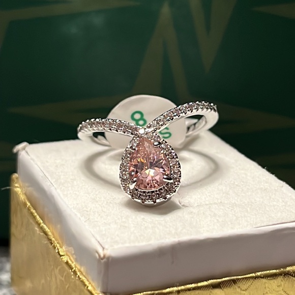 RBP2189 Unicorn- Girl Boss lab created pink and white topaz rhodium plated - Picture 4 of 4